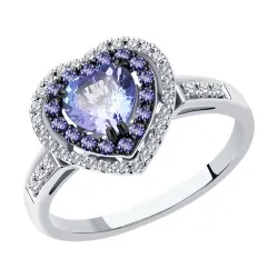 Inel din aur alb cu Diamant, Tanzanit