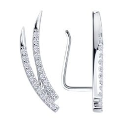 Cercei din aur alb cu pietre Cubic Zirconia Incolor