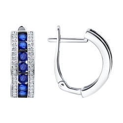 Cercei din aur alb cu pietre Diamant, Safir