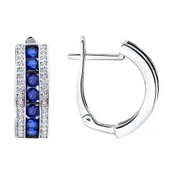 Cercei din aur alb cu Diamant, Safir