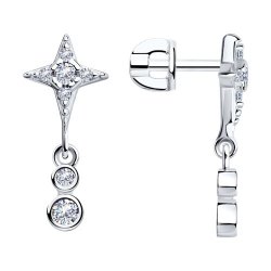 Cercei Pusete din argint  cu pietre Cubic Zirconia Incolor
