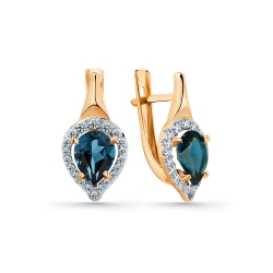 Cercei din aur roșu cu pietre Cubic Zirconia Incolor, Topaz London