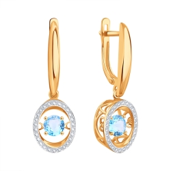 Cercei Suspendați din aur roșu cu pietre Cubic Zirconia Incolor, Topaz
