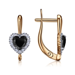 Cercei din aur roșu cu pietre Cubic Zirconia Incolor, Cubic Zirconia Negru