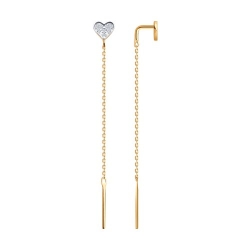 Cercei Lanț din aur roșu cu pietre Cubic Zirconia Incolor