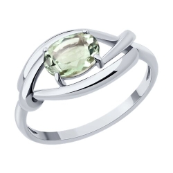 Кольцо из серебра с камнями Празиолит