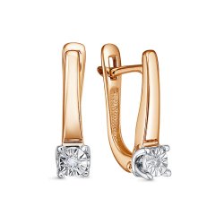 Серьги из красного золота с камнями Бриллиант