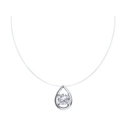Colier din argint  cu pietre Cubic Zirconia Incolor, Fir transparent