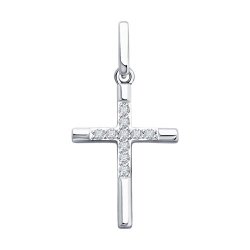 Cruce din aur alb cu pietre Diamant