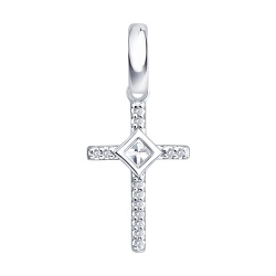 Cruce din argint  cu pietre Cubic Zirconia Incolor