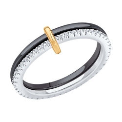 Inel din aur alb și roșu cu pietre Diamant, Ceramica neagră