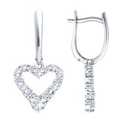 Серьги Длинные из белого золота с камнями Фианит