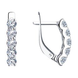 Серьги из серебра с камнями Фианит