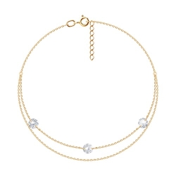 Браслет для ноги из красного золота с камнями Фианит