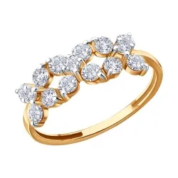 Inel din aur roșu cu Cubic Zirconia Incolor