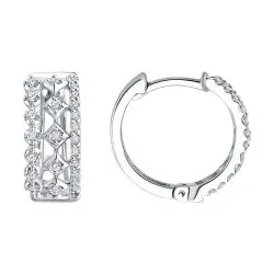 Cercei Creole din aur alb cu Diamant