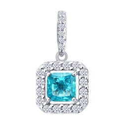 Pandantiv din argint  cu pietre Cubic Zirconia Incolor, Cubic Zirconia Albastru