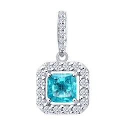 Pandantiv din argint cu Cubic Zirconia Incolor, Cubic Zirconia Albastru