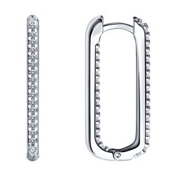 Cercei Creole din argint  cu pietre Cubic Zirconia Incolor