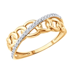 Inel din aur roșu cu pietre Cubic Zirconia Incolor