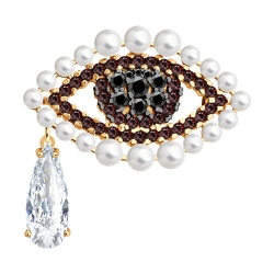 Broșă din argint  cu pietre Cubic Zirconia Incolor, Cubic Zirconia Negru și Cubic Zirconia Maro