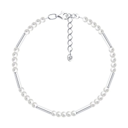 Браслет из серебра с камнями Жемчуг имит.