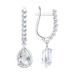 Серьги Длинные из серебра с камнями Горный хрусталь