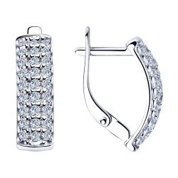 Cercei din argint  cu pietre Cubic Zirconia Incolor