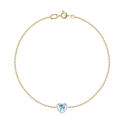 Brățară Love din aur roșu cu pietre Cubic Zirconia Incolor, Topaz Swiss