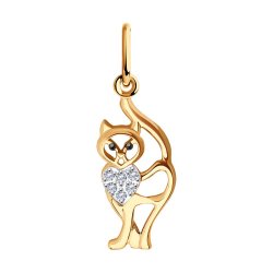 Pandantiv din aur roșu cu pietre Cubic Zirconia Incolor