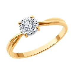 Inel din aur alb și roșu cu Cubic Zirconia Incolor