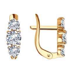 Cercei din aur roșu cu pietre Cubic Zirconia Incolor