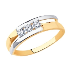 Inel din aur roșu cu pietre Cubic Zirconia Incolor