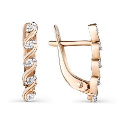 Cercei din aur roșu cu pietre Cubic Zirconia Incolor