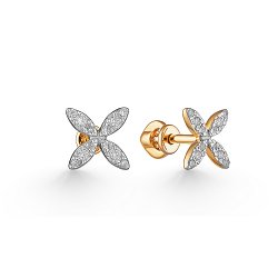 Cercei Pusete din aur roșu cu pietre Cubic Zirconia Incolor