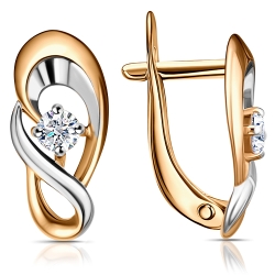 Cercei din aur roșu cu pietre Cubic Zirconia Incolor