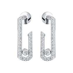 Серьги Пусеты из белого золота с камнями Бриллиант