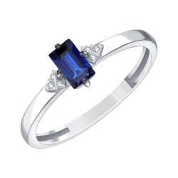 Inel din aur alb cu pietre Diamant, Safir