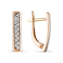 Cercei din aur roșu cu pietre Cubic Zirconia Incolor