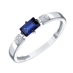 Inel din aur alb cu pietre Diamant, Safir