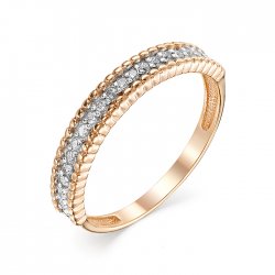 Inel din aur roșu cu pietre Cubic Zirconia Incolor