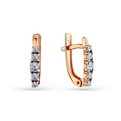 Cercei din aur roșu cu pietre Cubic Zirconia Incolor