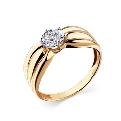 Inel din aur roșu cu pietre Cubic Zirconia Incolor