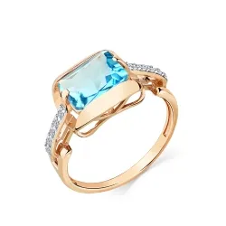 Inel din aur roșu cu Cubic Zirconia Incolor, Topaz Swiss