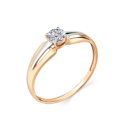 Inel din aur roșu cu pietre Cubic Zirconia Incolor