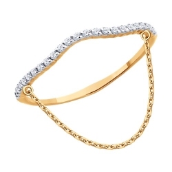 Inel din aur roșu cu pietre Cubic Zirconia Incolor