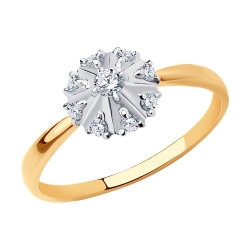 Кольцо из красного золота с камнями Фианит