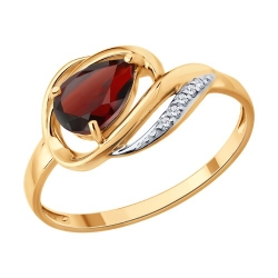 Inel din aur roșu cu pietre Diamant, Granat