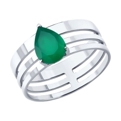 Inel din argint  cu pietre Agat verde