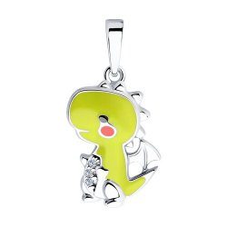 Подвеска из серебра с камнями Фианит, Эмаль